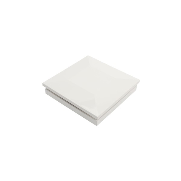3 1/2" Sq. Ornamental Low Voltage LED Lighted Combo Vinyl Post Cap for Vinyl Fence and Railing (Warm White) White