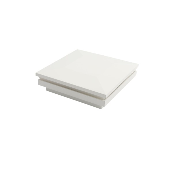 4" Sq. Ornamental Low Voltage LED Lighted Vinyl Post Cap for Vinyl Fence and Railing (Warm White) White