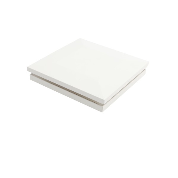 4 1/4" Sq. Ornamental Low Voltage LED Lighted Vinyl Post Cap for Vinyl Fence and Railing (Cool White) White 