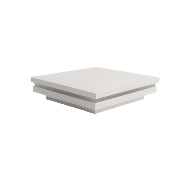 4 1/4" Sq. Ornamental Low Voltage LED Lighted Combo Vinyl Post Cap For AZEK/TimberTech Post Sleeves (Warm White) (Warm White) Low Gloss White