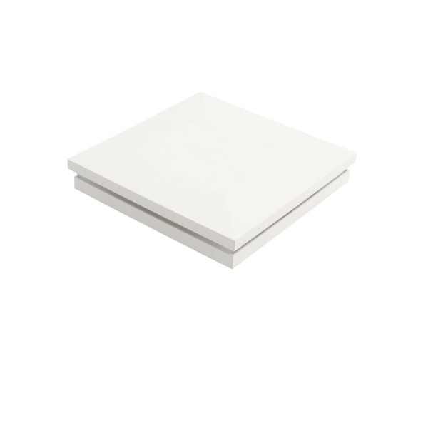 4 1/4" Sq. Ornamental Low Voltage LED Lighted Combo Vinyl Post Cap for Vinyl Fence and Railing (Cool White) White
