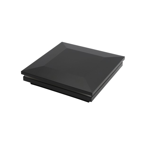 5 1/2" Sq. Ornamental Low Voltage LED Lighted Vinyl Post Cap For AZEK/TimberTech Post Sleeves (Low Gloss Black)
