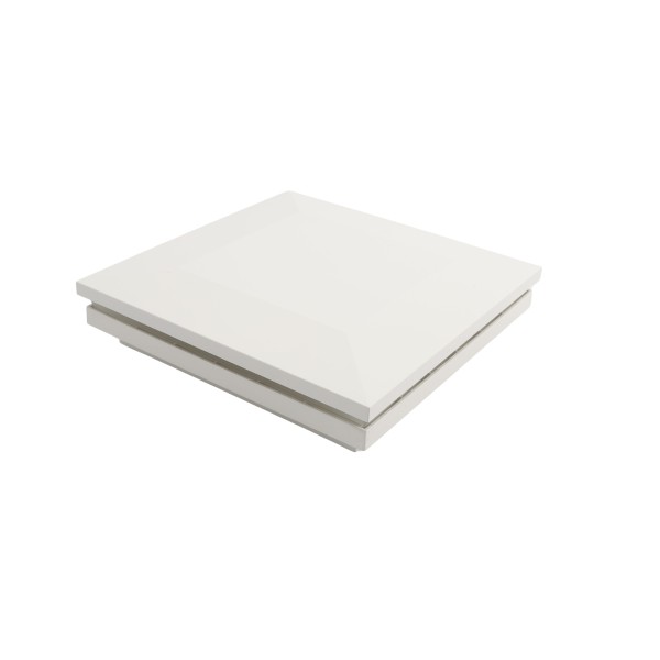 5 1/2" Sq. Ornamental Low Voltage LED Lighted Combo Vinyl Post Cap for Vinyl Fence and Railing (Cool White) White
