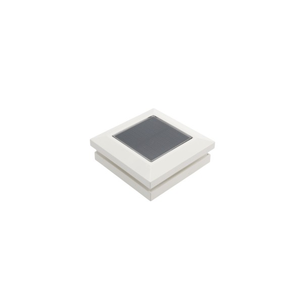 2.5" Sq. Ornamental Solar LED Lighted Vinyl Post Cap for Vinyl Fence and Railing (White)