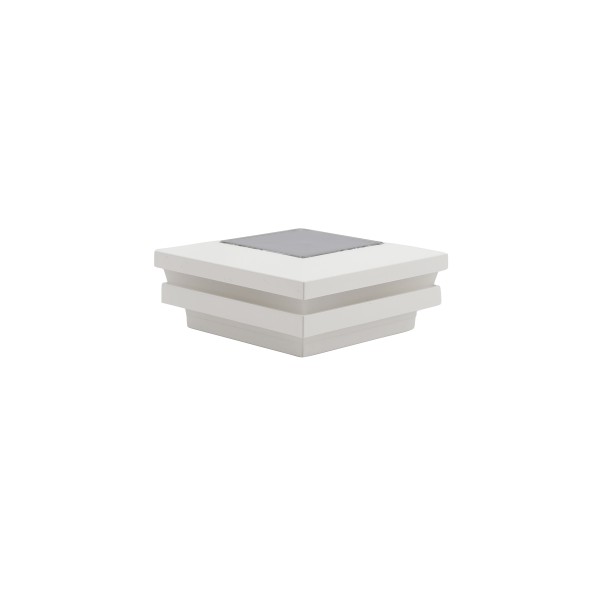 LMT 1821W 3" Sq. Ornamental Solar LED Lighted Vinyl Post Cap - White