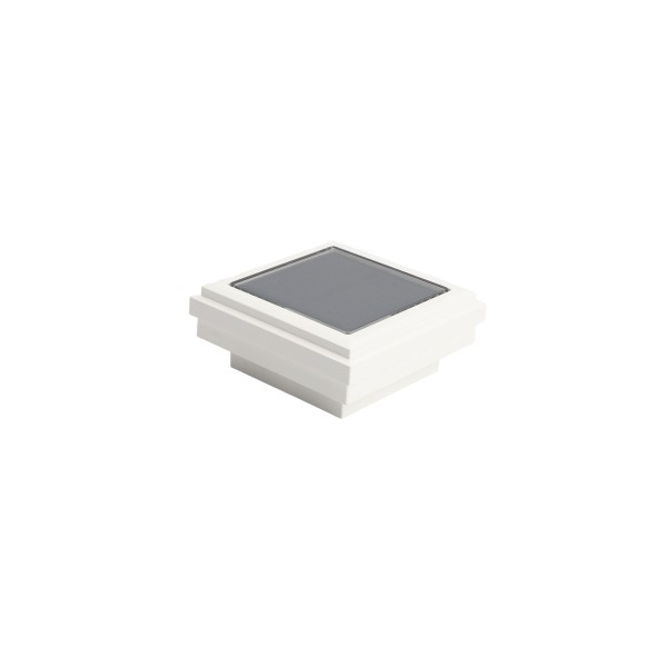 LMT 1823W 2" Sq. Ornamental Downward Solar LED Lighted Vinyl Post Cap - White