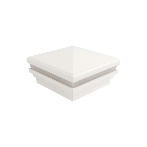 3.625" Sq. Neptune Halo Low Voltage LED Lighted Vinyl Post Cap for Vinyl Fence and Railing (Cool White) White