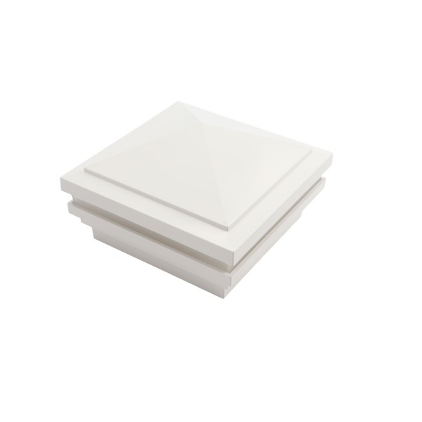 4.5" Sq. Haven Halo Low Voltage LED Lighted Vinyl Post Cap for Vinyl Fence and Railing (Warm White) White