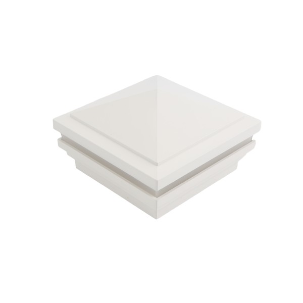4.5" Sq. Haven Halo Low Voltage LED Lighted Vinyl Post Cap for Vinyl Fence and Railing (Cool White) White