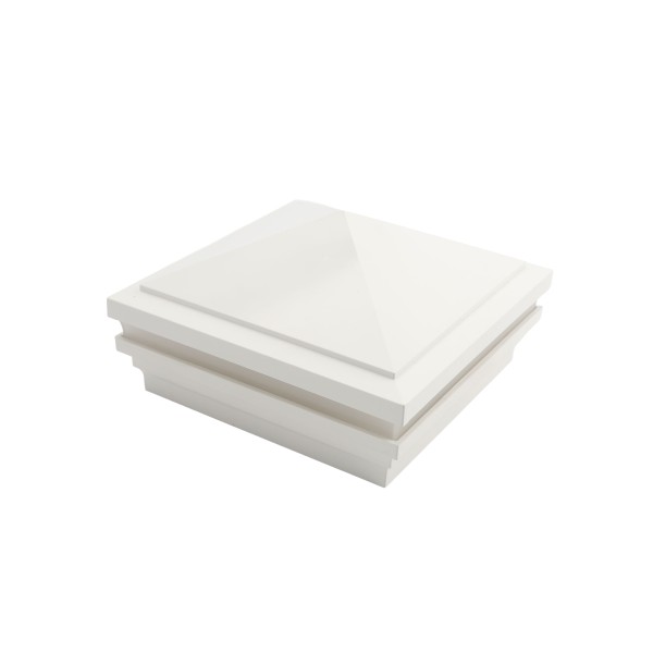 5" Sq. Haven Halo Low Voltage LED Lighted Vinyl Post Cap for Vinyl Fence and Railing (Cool White) White