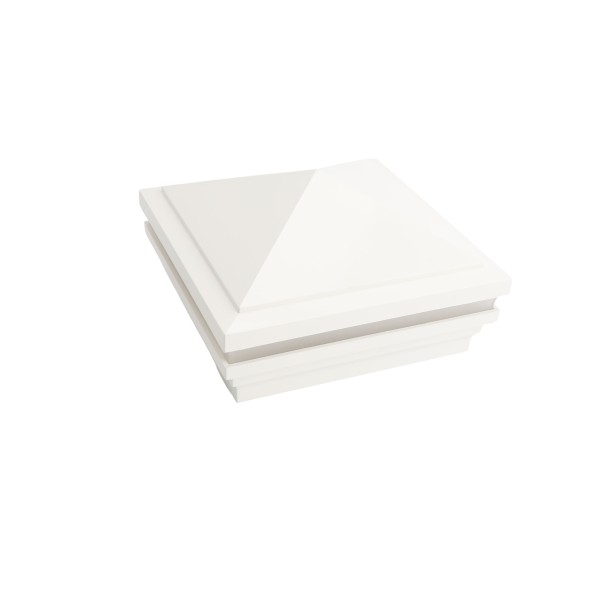 5.625" Sq. Haven Halo Low Voltage LED Lighted Vinyl Post Cap for Vinyl Fence and Railing (Warm White) White