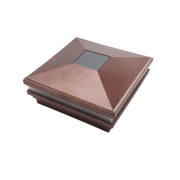 5" Sq. Neptune Halo Solar LED Lighted Vinyl Post Cap for Vinyl Fence and Railing (Antique Copper)