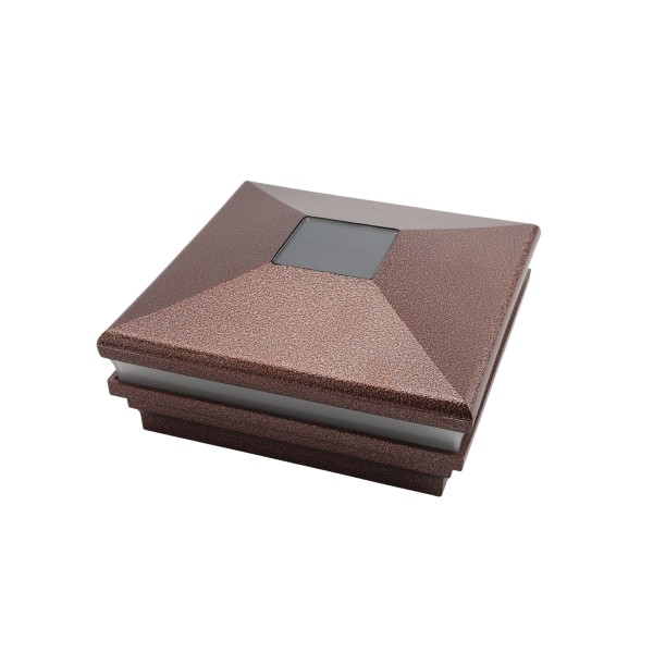 LMT-1855AC 6" Sq. Neptune Halo Solar LED Lighted Vinyl Post Cap - Antique Copper