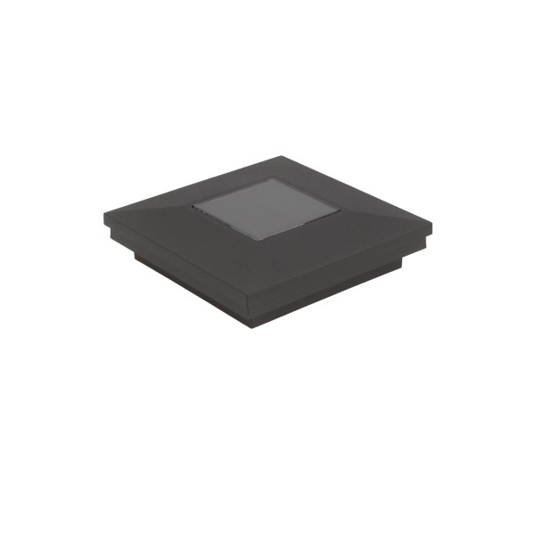 4" Sq. Ornamental Downward Solar LED Lighted Vinyl Post Cap for Vinyl Fence and Railing (Black)