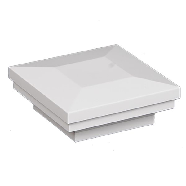  3.25" Sq. Ornamental Downward Low Voltage Vinyl Post Cap for Vinyl Fence and Railing (Cool White) White