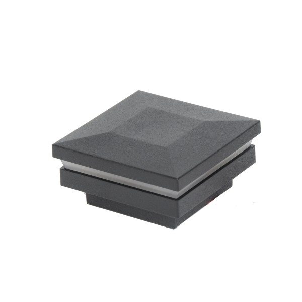 3.25" Sq. Downward Low Voltage Vinyl Post Cap for Vinyl Fence and Railing (Warm White) Black (simple6)