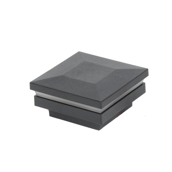 3.25" Sq. Downward Low Voltage Vinyl Post Cap for Vinyl Fence and Railing (Cool White) Black (simple6)