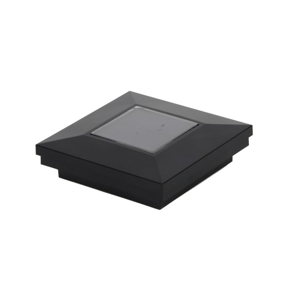   3.25" Sq. Ornamental Downward Solar Light Vinyl Post Cap for Vinyl Fence and Railing (Black)