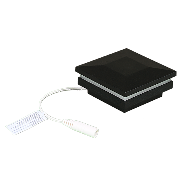 2.5" Sq. Ornamental Low Voltage Post Cap with RGB Lighting & 2 Way Splitter | Black