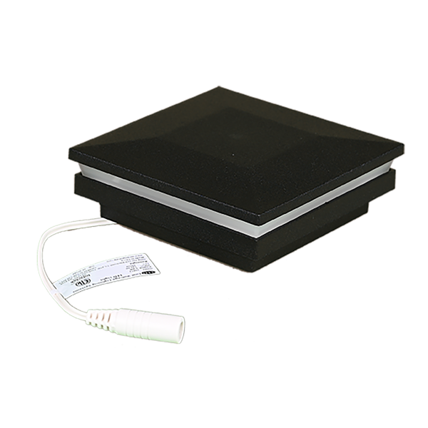 3.25" Sq. Ornamental Low Voltage Post Cap with RGB Lighting & 2 Way Splitter | Black