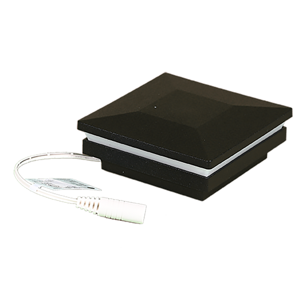 3" Sq. Ornamental Low Voltage Post Cap with RGB Lighting & 2 Way Splitter | Textured White