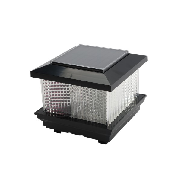 4" or 5" Sq. Galaxy Solar LED Lighted Vinyl Post Cap for Vinyl Fence and Railing (Black)