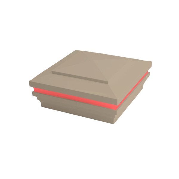 4" Sq. Cape May Halo Low Voltage Post Cap with RGB Lighting & 2 Way Splitter | Khaki