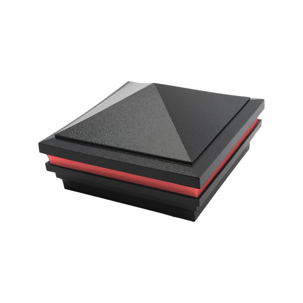 4" Sq. Haven Halo Low Voltage Post Cap with RGB Lighting & 2 Way Splitter | Hammertone Black