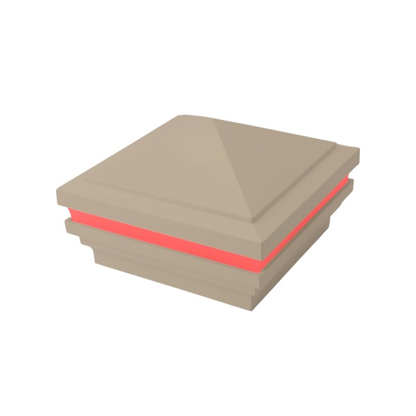 5" Sq. Haven Halo Low Voltage Post Cap with RGB Lighting & 2 Way Splitter | Khaki