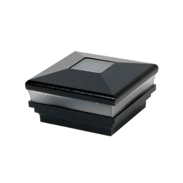 3.625" Sq. Neptune Solar LED Vinyl Post Cap | Hammertone Black