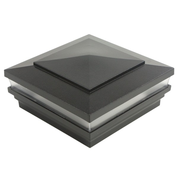 4.5" Sq Cape May Low Voltage Lighted Post Cap - Hammertone Black