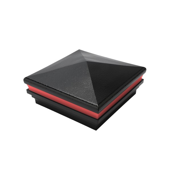5" Sq. Neptune Halo Low Voltage Post Cap with RGB Lighting & 2 Way Splitter | Hammertone Black