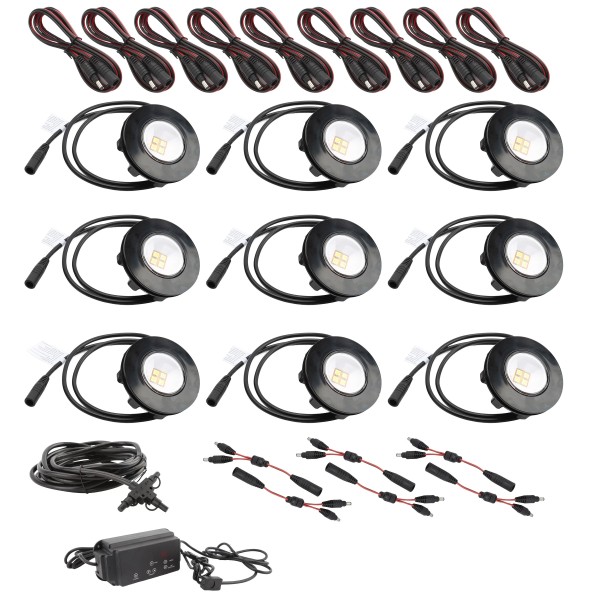 ZipUp 9-Piece 1-Watt Ceiling & Under Deck Lights (5000K Cool White) - Black