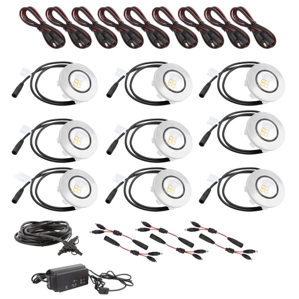 ZipUp 9-Piece 1-Watt Ceiling & Under Deck Lights (3000K Warm White) - White