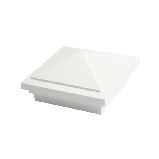 4" X 4" Haven Style Vinyl Post Cap for Vinyl Fence and Railing (White) (simple6)