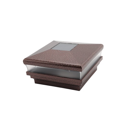 LMT-1480AC 3.625" Sq. Neptune Solar LED Lighted Vinyl Post Cap - Antique Copper