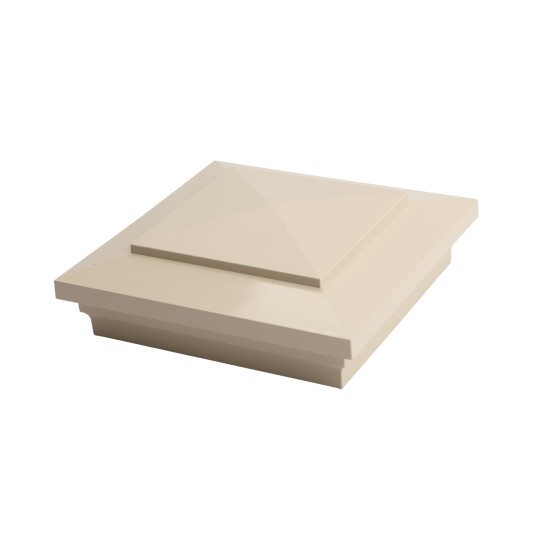 6X6 Cape May Style Vinyl Post Cap for Vinyl Fence and Railing (Almond) (simple6)