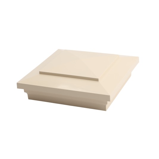 6X6 Cape May Style Vinyl Post Cap for Vinyl Fence and Railing (Beige) (simple6)