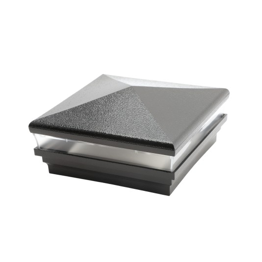 5.625" Neptune Low Voltage Lighted Post Cap - Hammertone Black