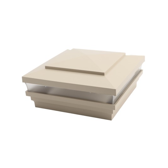 LMT 5.625" Sq. Cape May Low Voltage LED Lighted Vinyl Post Cap - Almond LMT-1509-LED-NA-5K