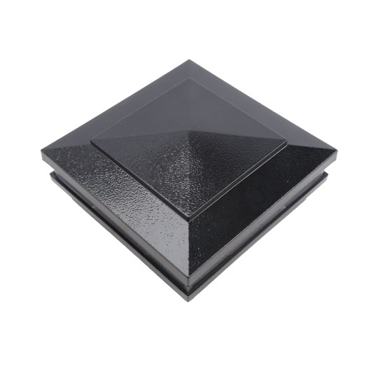 LMT 6" Sq. Cape May Low Voltage LED Lighted Vinyl Post Cap - Hammertone Black LMT-1510-LED-HB-3K