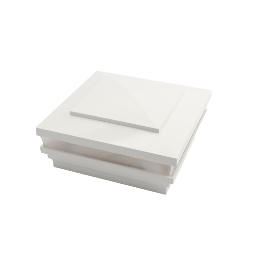 LMT 6" Sq. Cape May Low Voltage LED Lighted Vinyl Post Cap - White LMT-1510-LED-W-3K