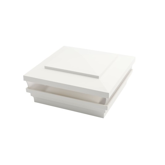 LMT 6" Sq. Cape May Low Voltage LED Lighted Vinyl Post Cap - White LMT-1510-LED-W-5K