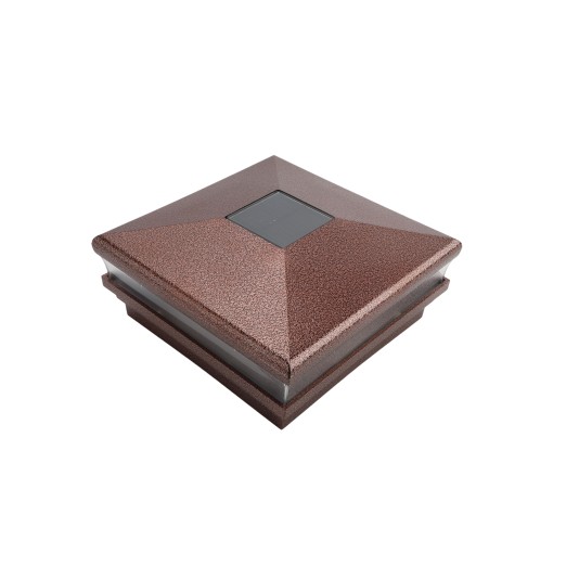 5.625" Sq. Neptune Solar LED Lighted Vinyl Post Cap for Wood and Vinyl Fence (Antique Copper)