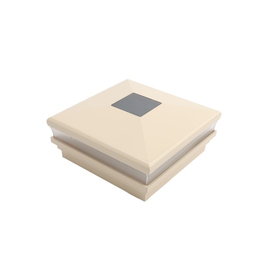 LMT-1516KT 6" Sq. Neptune Solar LED Lighted Vinyl Post Cap - Beige