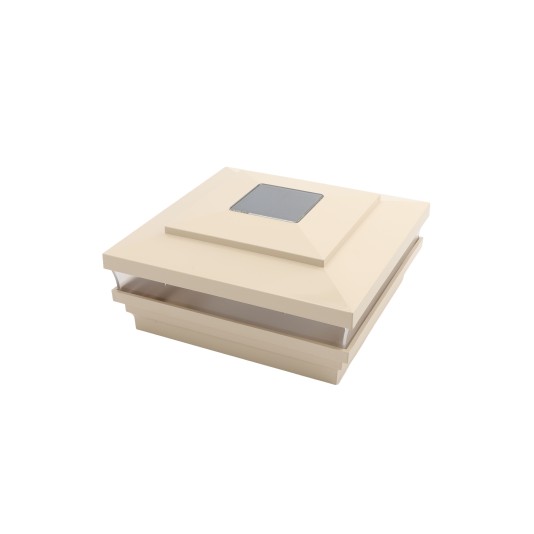 LMT-1517KT 5" Sq. Cape May Solar LED Lighted Vinyl Post Cap - Beige