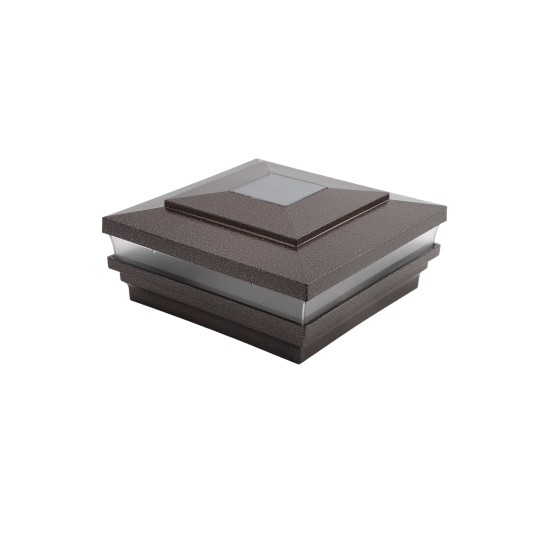 LMT-1518AB 5.625" Sq. Cape May Solar LED Lighted Vinyl Post Cap - Antique Brown