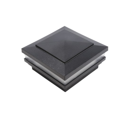 LMT 4.5" Sq Cape May Low Voltage LED Lighted Vinyl Post Cap - Hammertone Black 1561-LED-HB-5K