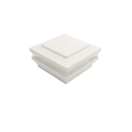 4.5" Sq Cape May Low Voltage LED Lighted Vinyl Post Cap for Vinyl Fence and Railing (Warm White) White