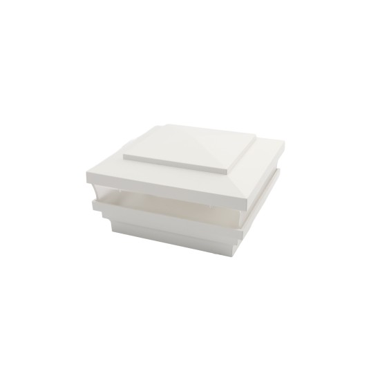 4.5" Sq Cape May Low Voltage LED Lighted Vinyl Post Cap for Vinyl Fence and Railing (Cool White) White
